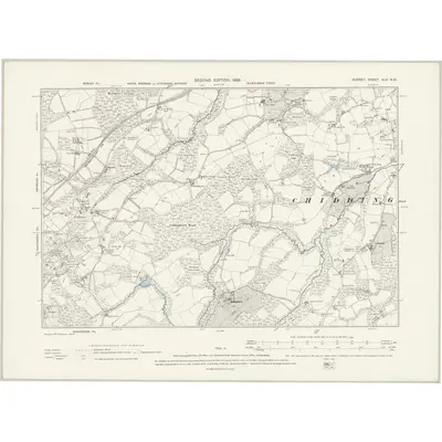 1895 Map of Surrey XLV.NW, 1898 Print