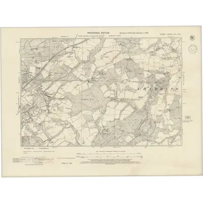1938 Map of Surrey XLV.NW, 1944 Print