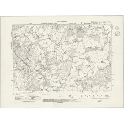 1913 Map of Surrey XLV.SW, 1943 Print