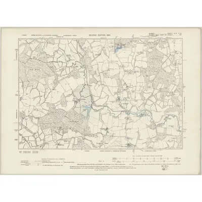 1895 Map of Surrey XLVI.SW, 1898 Print