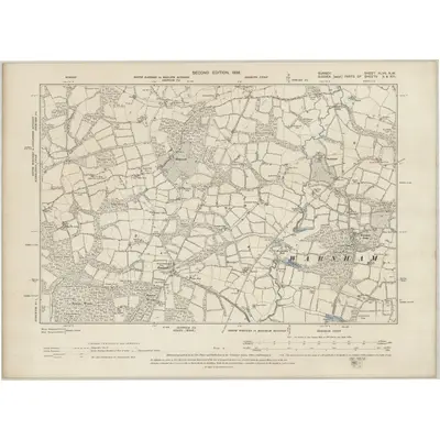 1895 Map of Surrey XLVII.NW, 1898 Print