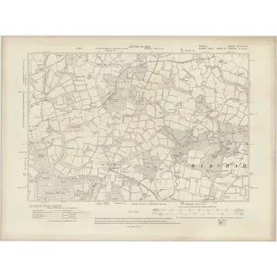 1913 Map of Surrey XLVII.NW, 1920 Print