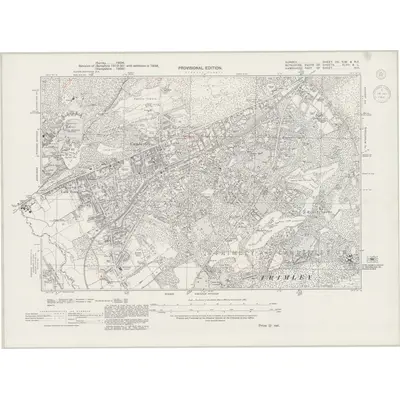 1938 Map of Surrey XV.NW & XV.NE, 1944 Print