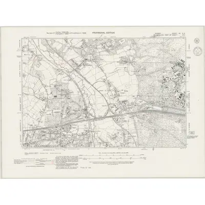 1938 Map of Surrey XV.SE, 1944 Print