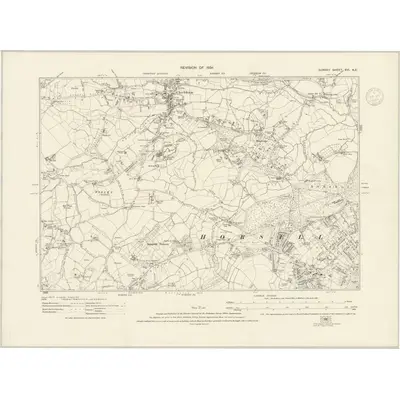 1934 Map of Surrey XVI.NE, 1936 Print