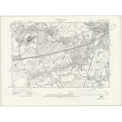 1934 Map of Surrey XVI.SE, 1937 Print