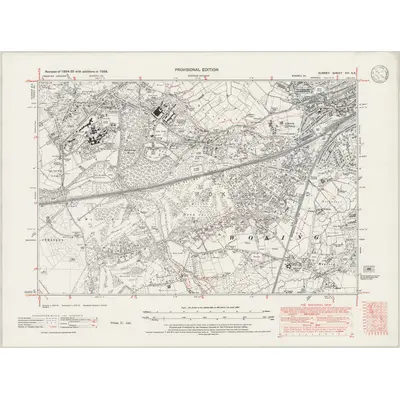 1938 Map of Surrey XVI.SE, 1946 Print