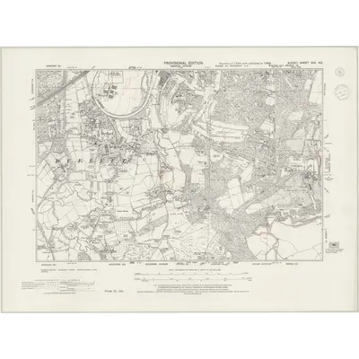 1938 Map of Surrey XVII.NE, 1944 Print