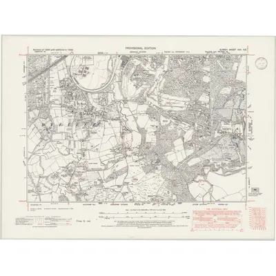 1938 Map of Surrey XVII.NE, 1946 Print