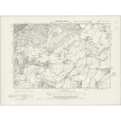 1938 Map of Surrey XVII.SW, 1944 Print
