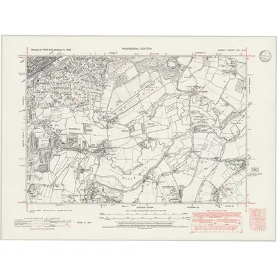 1938 Map of Surrey XVII.SW, 1946 Print