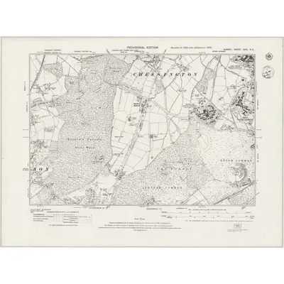 1938 Map of Surrey XVIII.NE, 1943 Print