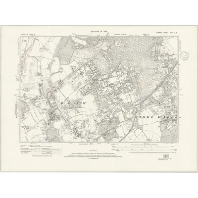 1934 Map of Surrey XVIII.NW, 1936 Print