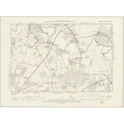 1894 Map of Surrey XVIII.SW, 1896 Print