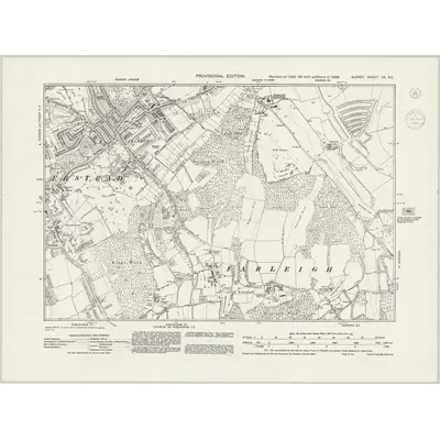 1938 Map of Surrey XX.NE, 1944 Print