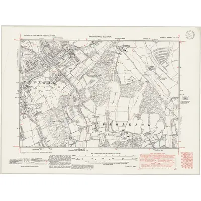 1938 Map of Surrey XX.NE, 1946 Print