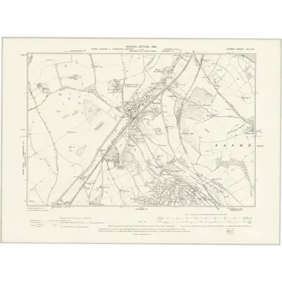 1894 Map of Surrey XX.NW, 1898 Print