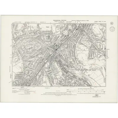 1938 Map of Surrey XX.NW, 1944 Print