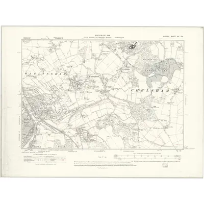1910 Map of Surrey XX.SE, 1914 Print