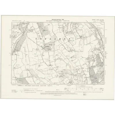 1894 Map of Surrey XX.SW, 1898 Print