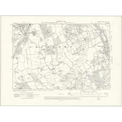 1910 Map of Surrey XX.SW, 1914 Print
