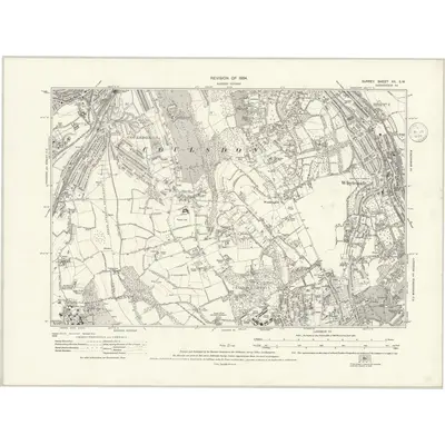 1934 Map of Surrey XX.SW, 1936 Print