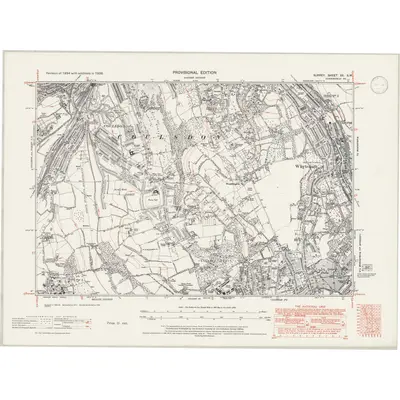 1938 Map of Surrey XX.SW, 1946 Print