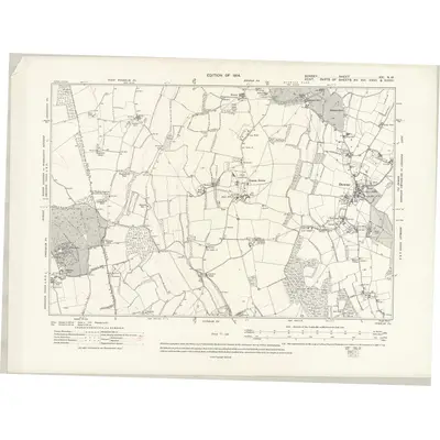 1910 Map of Surrey XXI.NW, 1914 Print