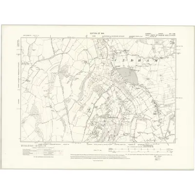 1910 Map of Surrey XXI.SW, 1914 Print