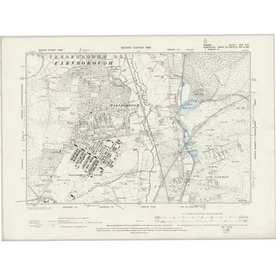 1895 Map of Surrey XXII.NE, 1898 Print