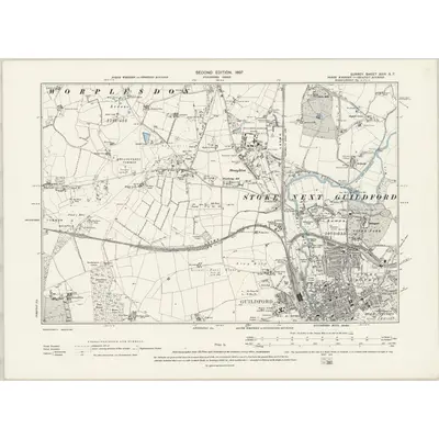 1895 Map of Surrey XXIII.SE, 1897 Print
