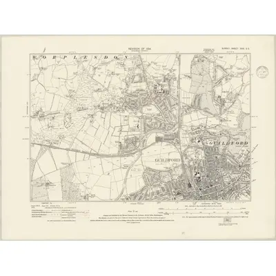 1934 Map of Surrey XXIII.SE, 1936 Print
