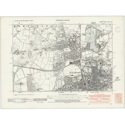 1938 Map of Surrey XXIII.SE, 1947 Print