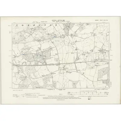 1895 Map of Surrey XXIII.SW, 1897 Print