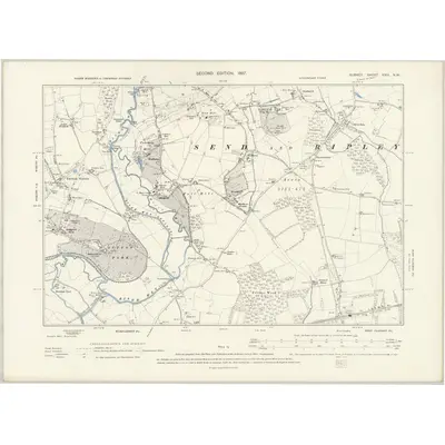 1895 Map of Surrey XXIV.NW, 1897 Print