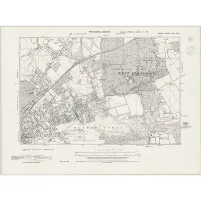 1938 Map of Surrey XXIV.SW, 1944 Print