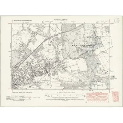 1938 Map of Surrey XXIV.SW, 1946 Print