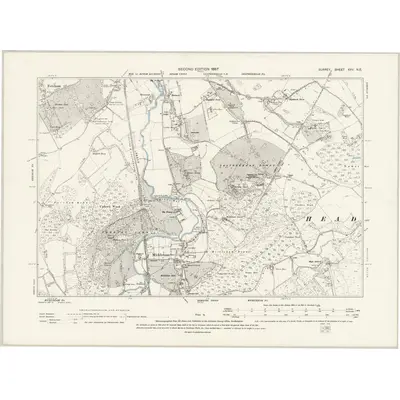 1894 Map of Surrey XXV.NE, 1897 Print