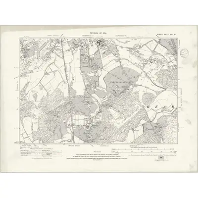 1934 Map of Surrey XXV.NE, 1936 Print