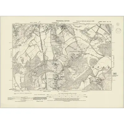 1938 Map of Surrey XXV.NE, 1945 Print