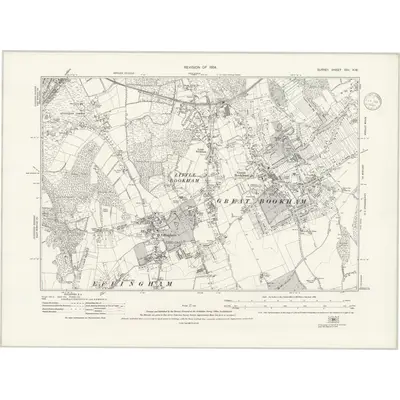 1934 Map of Surrey XXV.NW, 1936 Print
