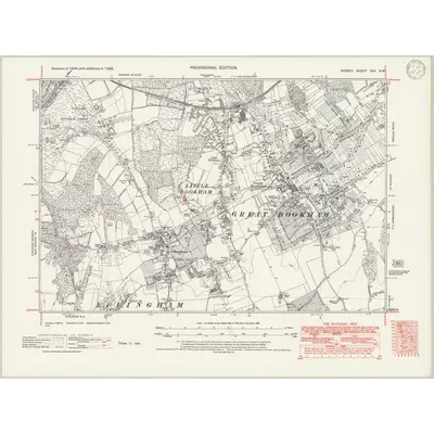 1938 Map of Surrey XXV.NW, 1946 Print