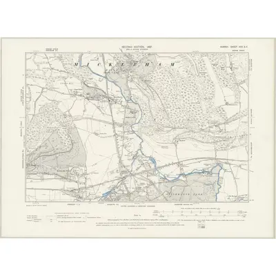 1894 Map of Surrey XXV.SE, 1897 Print