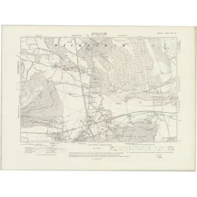 1913 Map of Surrey XXV.SE, 1920 Print