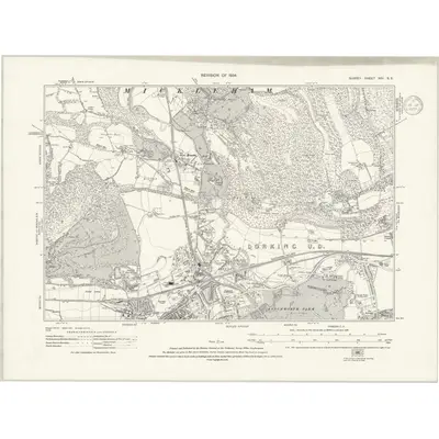 1934 Map of Surrey XXV.SE, 1936 Print