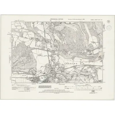 1938 Map of Surrey XXV.SE, 1944 Print