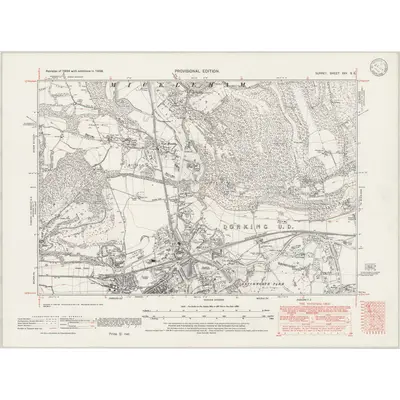 1938 Map of Surrey XXV.SE, 1946 Print