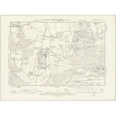 1894 Map of Surrey XXV.SW, 1897 Print