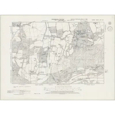 1938 Map of Surrey XXV.SW, 1944 Print