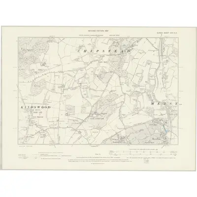 1895 Map of Surrey XXVI.NE, 1897 Print